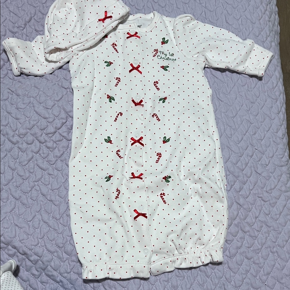 Little Me White and Red Kids Pajamas with Hat